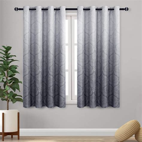 Dwcn Grey Blackout Curtains Ombre Damask Thermal Insulated Light