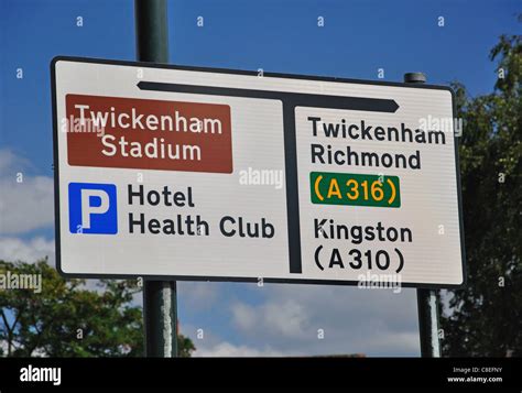 Traffic Sign By Twickenham Stadium Twickenham London Borough Of