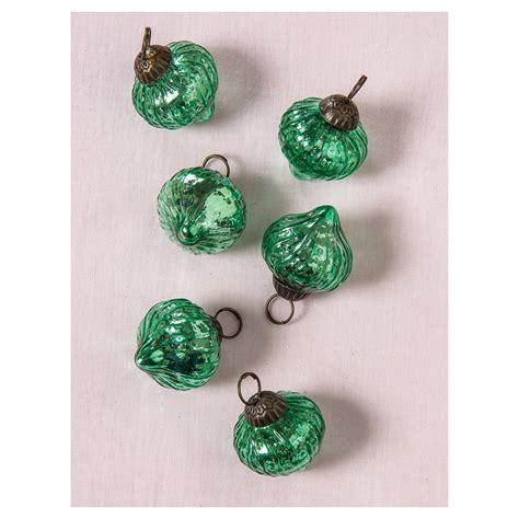 Mini Mercury Glass Ornaments Tania Design 1 Inch Vintage Green Set