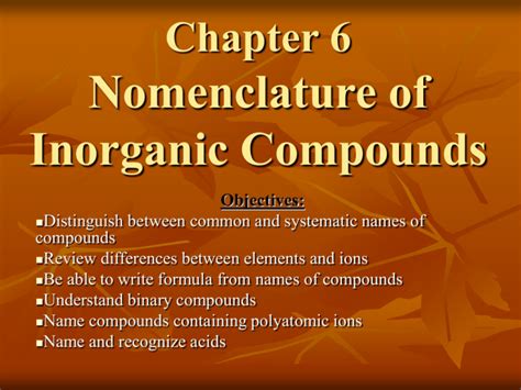 Chapter 6 Nomenclature Of Inorganic Compounds