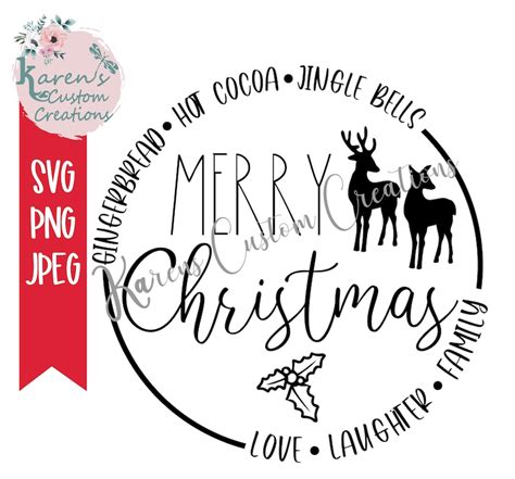 Merry Christmas Round Svg Christmas Door Svg Designs Welcome Etsy