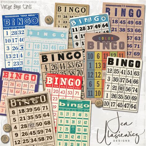 Vintage Bingo Cards Instant Download Ephemera Pack Printable Etsy
