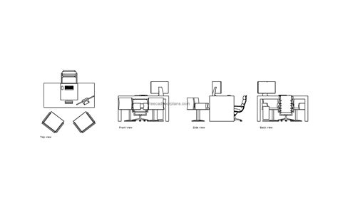 Office Desk Planelevations Free Cad Drawings