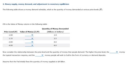 Solved 2 Money Supply Money Demand And Adjustment To
