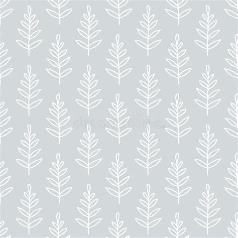 Leaves Seamless Pattern In Scandinavian Style Pastel Doodle Background