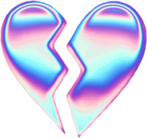 holographic holo heart brokenheart tumblr aesthetic pur... png image