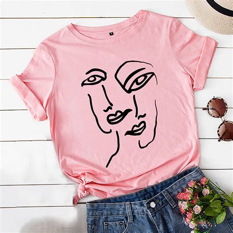 Women S Casual Loose Fitting Spoof Face Round Neck Short Sleeve Top T Shirt Walmart Com