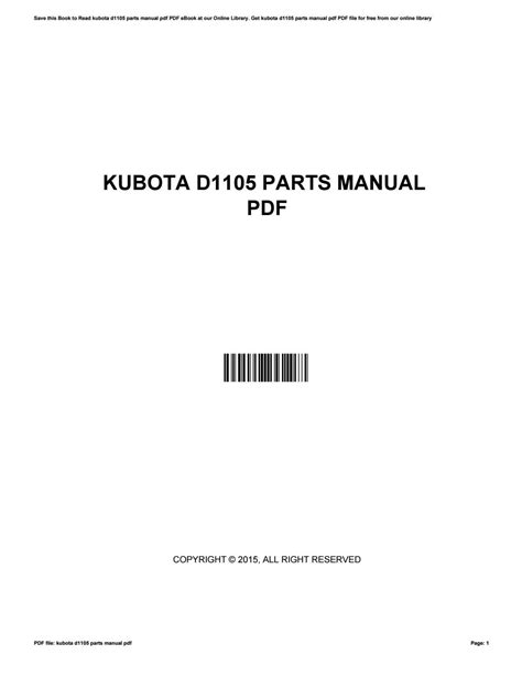 Kubota D1105 Parts Manual Pdf By Larrysmith19981 Issuu