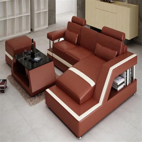 Luxury Modern Ultra Modern Leather Sofa Set With Chaise And Foot Stool