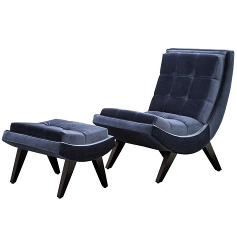 Experience simple grandeur with divulge. Andréa Lounge Chair Ottoman | Blue velvet chairs, Chair ...