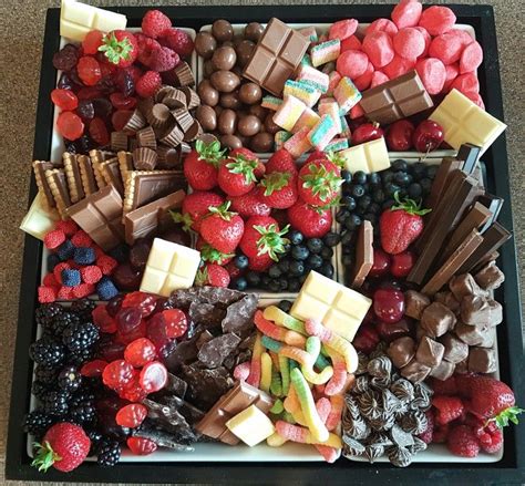 Berries And Sweets Party Tray Chocolate Candy And Fresh Berries