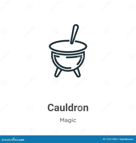 Cauldron Outline Vector Icon Thin Line Black Cauldron Icon Flat