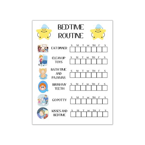 Kids Bedtime Routine Chart Kids Bedtime Checklist Children