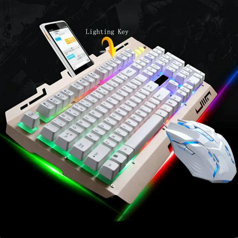 Keyboard Mouse Combo Wired Rainbow Led Backlit Metal Pro Gaming