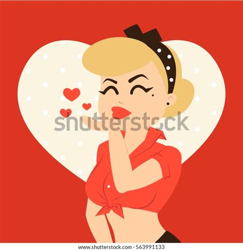 Retro Pinup Woman Happy Valentines Day Stock Vector Royalty Free