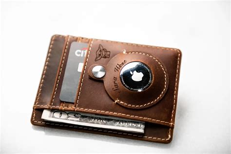 customized minimalist pu leather air tag case wallet men carbon fiber rfid blocking slim airtags