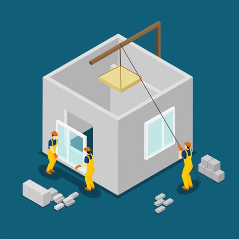 Building Construction Workers Isometric Banner 479154 Vector Art At