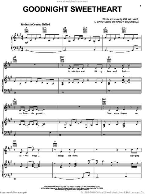 Goodnight Sweetheart Sheet Music For Voice Piano Or Guitar Pdf