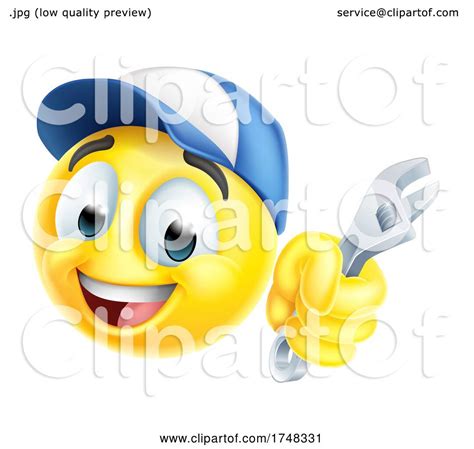 Mechanic Or Plumber Spanner Emoticon Emoji Icon By Atstockillustration