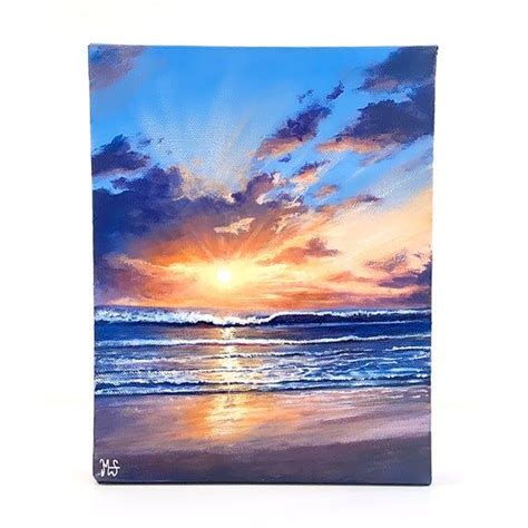 Sunset Painting Seascape Paintings On Canvas Ocean Beach Etsy