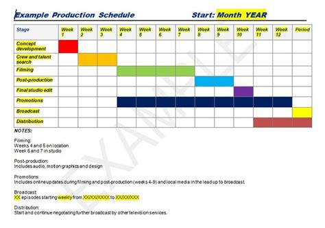 Production Schedule For Newsletter Pre Production Schedule Template