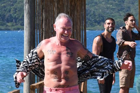 Shirtless Paul Gascoigne Arrives On Celebrity Island