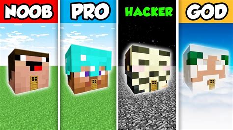 Minecraft Noob Vs Pro Vs Hacker Vs God Player Head House Build