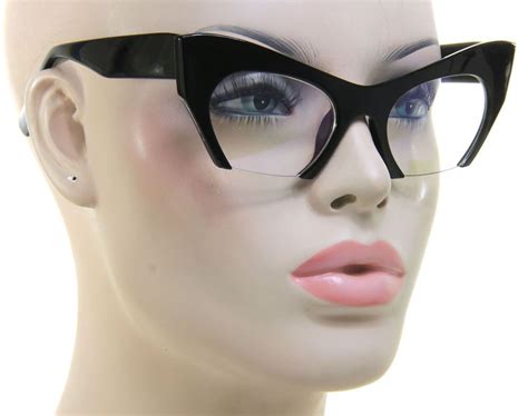 cat eye clear lens glasses retro vintage 60s womens razor black frame glasses fashion