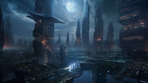 Futuristic Sci Fi Advanced City Background Future Science Fiction