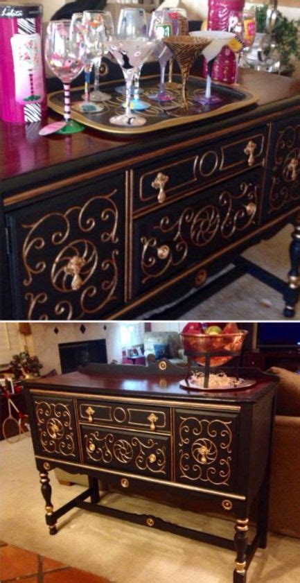 See more ideas about painted furniture, chalk paint, redo furniture. Beautiful antique buffet painted with Annie Sloan black chalk paint and cherry wood stain on top ...