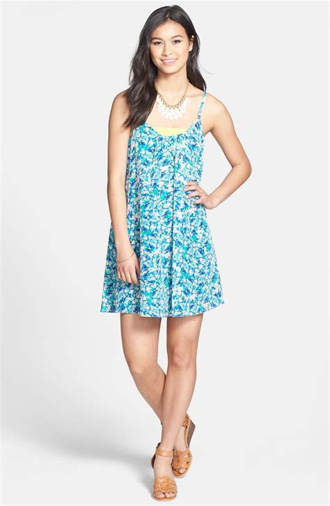 Painted Threads Floral Print Trapeze Dress Juniors Nordstrom