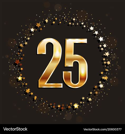 25 Years Anniversary Gold Banner Royalty Free Vector Image