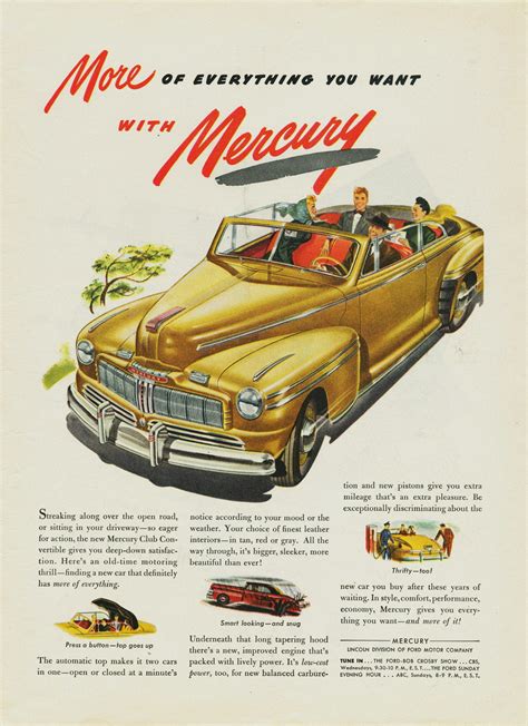 American Automobile Advertising Published By Mercury In 1946