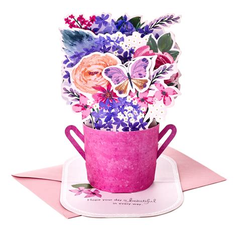 Hallmark Paper Wonder Mothers Day Pop Up Card Purple Flower Bouquet