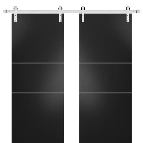 Sturdy Double Barn Door 60 X 96 Inches With Planum 0110 Matte Black