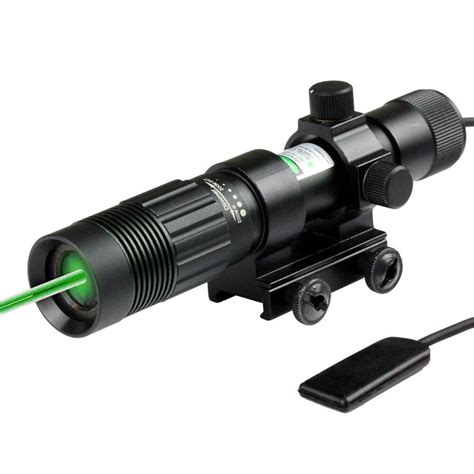 Flashlight Adjustable Laser Sight Tactical Hunting Green Illuminator