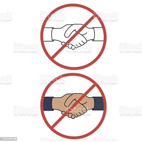 Handshake Ban No Handshake The Red Badge Icon Stock Illustration