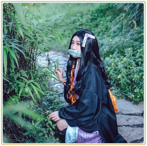 Buy Lfyz Kamado Nezuko Cosplay Costume Nezuko Kimono Outfit With Bamboo