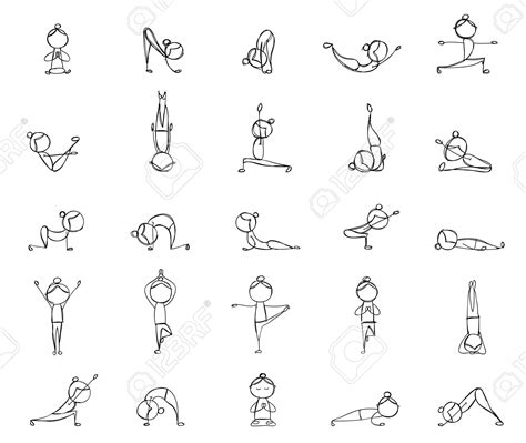 People Practicing Yoga 25 Poses For Your Design Buch Design
