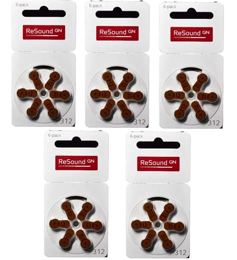 Buy Resound Gn Size312 Hearing Aid Battery Pack Of 5 30 Batteries