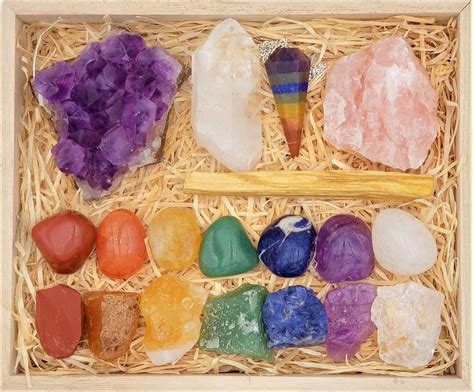 Buy Zatny Deluxe Healing Crystals In Wooden Box 7 Chakra Set Tumbled