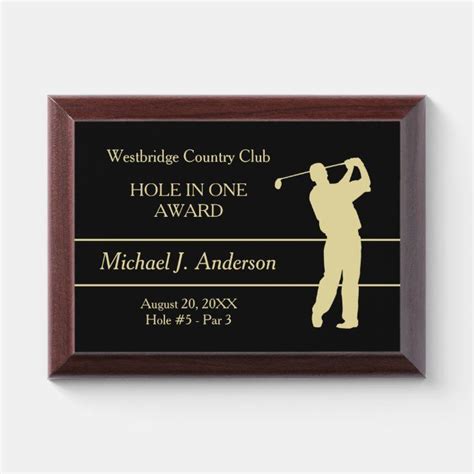 Gold Golfer Hole In One Award Plaque Zazzle Award Plaque Custom