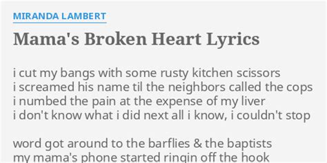 Mamas Broken Heart Lyrics By Miranda Lambert I Cut My Bangs