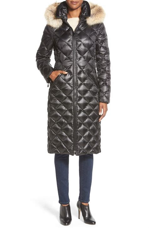 Dawn Levy Kali Long Quilted Down Coat With Genuine Coyote Fur Trim