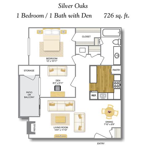 A3 Den W Wd 1 Bed Apartment Silver Oaks Apartments