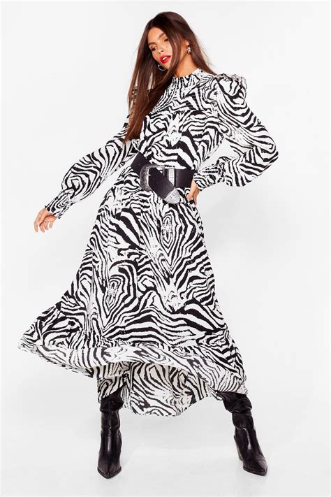Zebra Print High Neck Maxi Dress Nasty Gal
