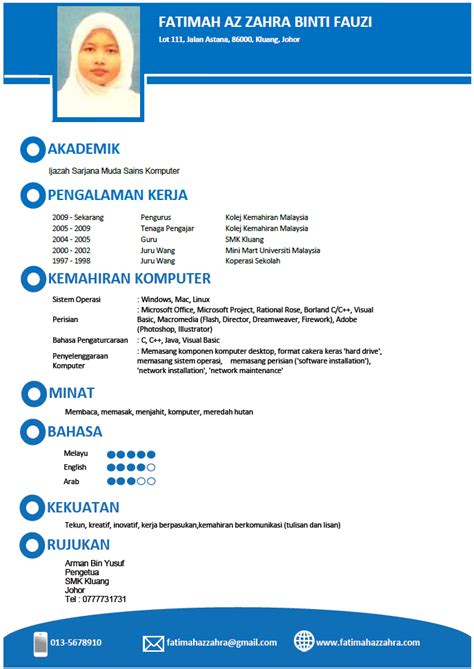 Resume Dalam Bahasa Malaysia Contoh Resume Dalam Bahasa Melayu Hot