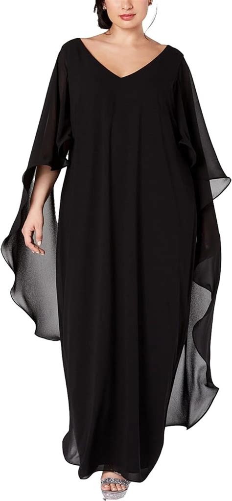 Xscape Plus Size Womens Cape Overlay Chiffon Gown Black Size 20w Au Fashion