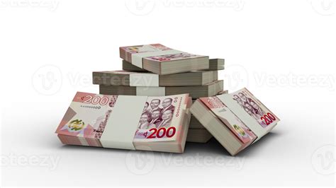 3d Rendering Of Stack Of Ghanaian Cedi Notes Bundles Of Ghanaian