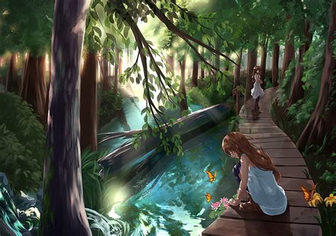 Free Download Hd Wallpaper Anime Original Forest Girl Nature